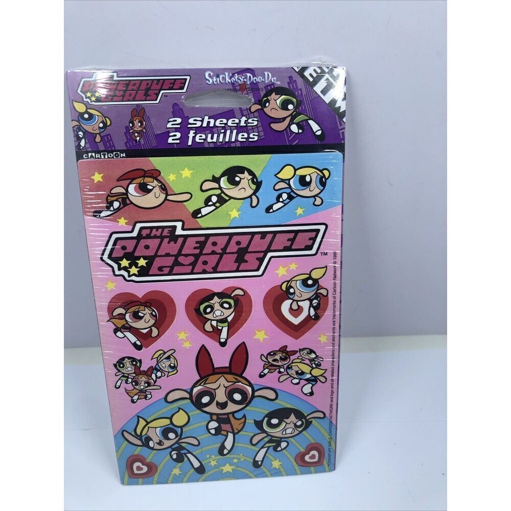 Powerpuff Girls -Bubbles ,Blossom ,Buttercup Stickers. Cartoon Network. VTG.